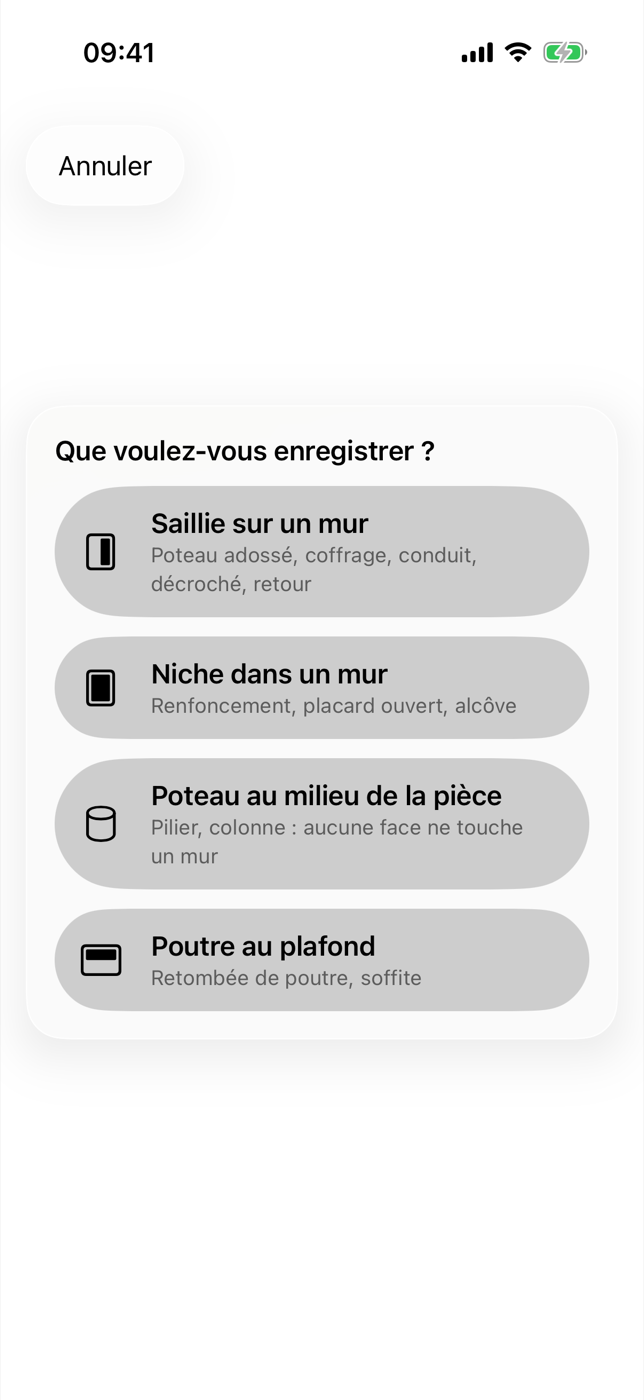 Toisé, le choix entre saillie, niche, poteau et poutre.